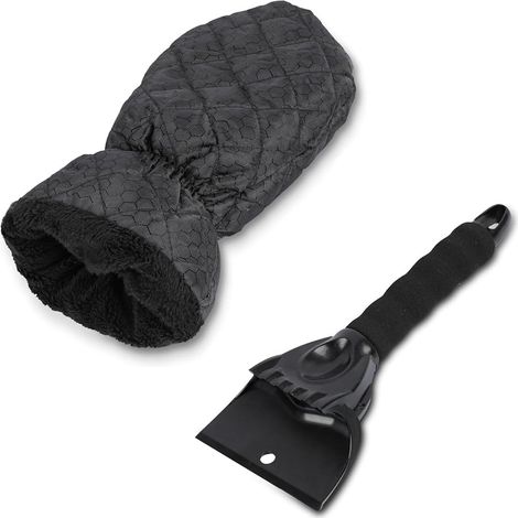 Grattoir à glace avec gant - Gant grattoir à glace imperméable et coupe-vent pour pare-brise de voiture - Gant déneigeur chaud et confortable avec poignée en mousse (1/5)
