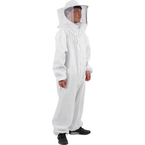 Combinaison Apiculteur - Costume Apiculteur Complet avec Voile Rond Zippé - Protection Totale Contre les Piqûres d'Abeilles - Taille XL