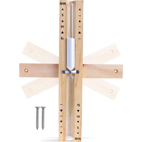 Sablier pour sauna analogique 15 minutes - Accessoire de sauna rotatif en bois - Montage mural - 2 vis en acier inoxydable (1/5)