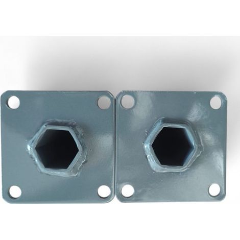 Daewoo – Moyeux de roue hexagonaux 32 mm pour motoculteurs – Platine carrée 100 mm avec 4 trous 10 mm – Longueur 250 mm