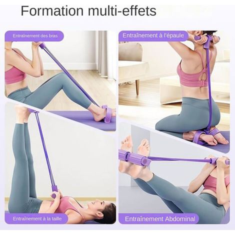 Bandes De Résistance Fitness,Sit-Up Bodybuilding Expander Bandes Corde De Tension,4Tubes Avec Pédale De Traction Pour Chevilles (1/4)