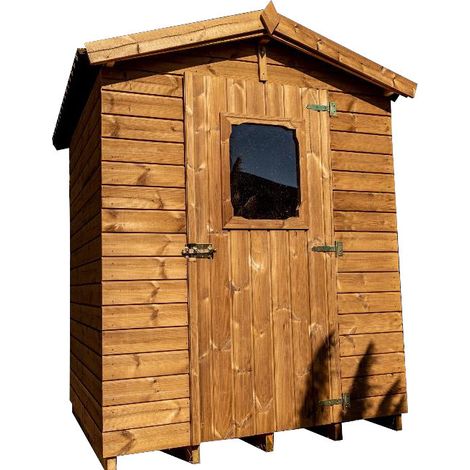 Habrita – Abri de jardin bois thermochauffé 3,24 m² – Toit en plaques ondulées bitumées – Dimensions 1,76 x 1,84 m – Hauteur 2,02 m au faîtage (1/4)