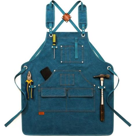Tablier de jardinage bleu enfant longueur 47cm (1/5)