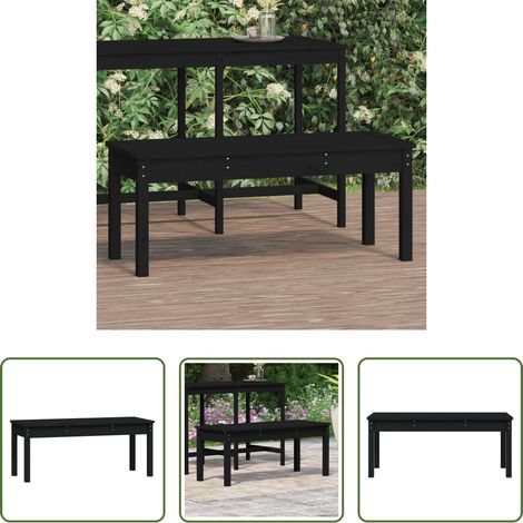 Holzbank - Gartenbank Schwarz 109x44x45 cm Massivholz Kiefer (1/5)