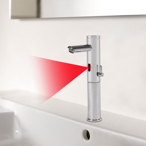 【Chauffage et ventilation】Robinets de salle de bains à détection infrarouge, robinets de lavabo sans contact, mitigeurs, robinets d'évier à température réglable, modèle haut (1/5)