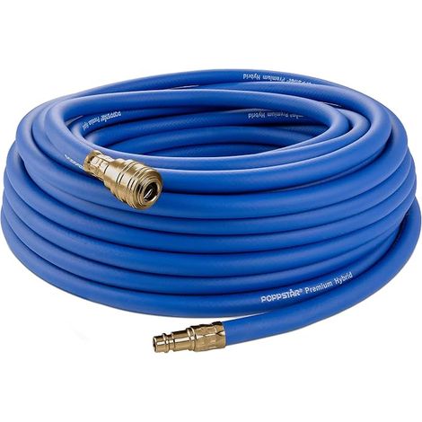 Tuyau d'air comprimé pour compresseur en PVC hybride avec garniture Diametre interieure 9,2mm avec raccord rapide standard jusqu'à bar bleu (1/5)