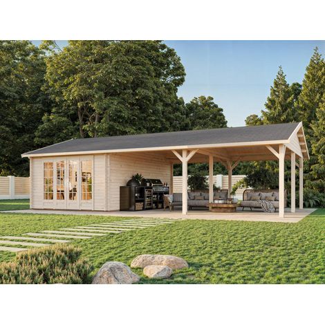 Abri de jardin en bois Irene 19,0+33,2 m2 Naturel (1/5)