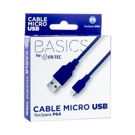 Cable USB 2.0 FR-TEC FT0018 para PS4/ USB Macho - MicroUSB Macho/ 3m/ Azul