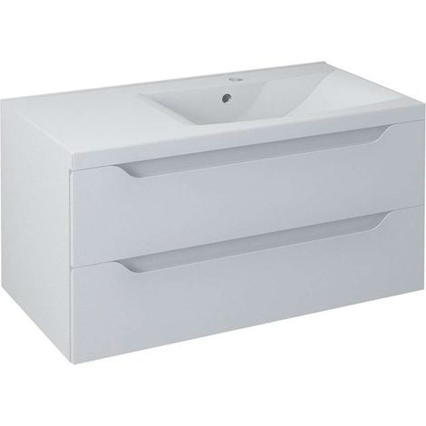 Sapho Wave - Mueble para lavabo 90x45x48 cm, derecho, 2 cajones, blanco WA093-3030
