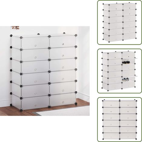 Armoire à chaussures avec 12 compartiments Blanc - Organisateur De Chaussures - Étagère À Chaussures - Meuble À Chaussures - Rangements Chaussures - Armoire À Chaussures (1/5)
