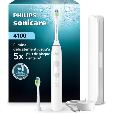Brosse à dents électrique - PHILIPS - HX4044/41 - Blanc - Têtes Optimal White x2 - Étui de voyage