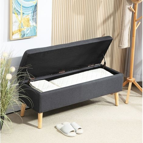 Banco de almacenaje tapizado 110 x 39 x 45 cm, asiento abatible, gris oscuro HAVRYA (1/5)