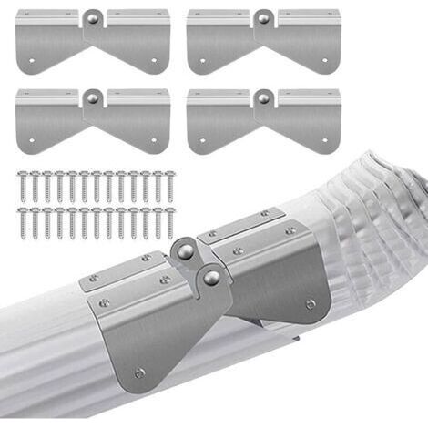 Lot de 4 charnières d'extension de gouttière en acier inoxydable, charnières rabattables avec vis de fixation, installation facile sur descente de gouttière rectangulaire ou carrée (1/5)