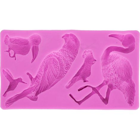 Molde de silicona suave con estampado de pájaros para fondant, portátil, para velas de chocolate (rosa)