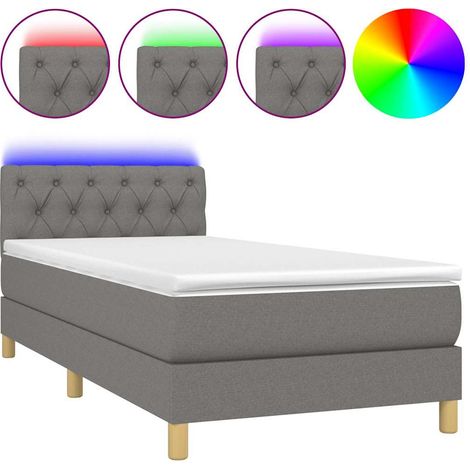 Maison Exclusive - Letto a Molle Materasso e LED Grigio Scuro 80x200 cm in Tessuto (1/5)