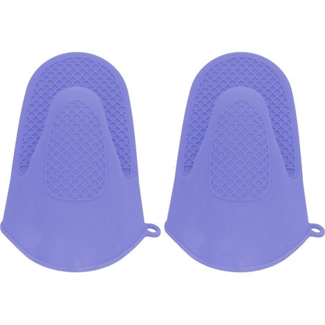 Mitaines de four mini en silicone épaissi anti-brûlure, 2 pièces, violet, pour cuisine et cuisson (1/5)