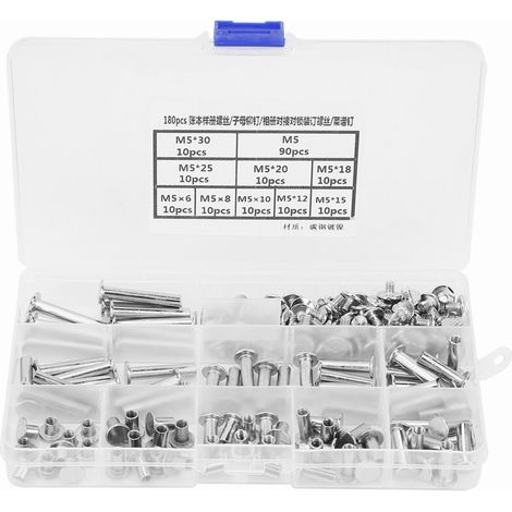 Lot de 180 rivets à tête plate M5 pour la fabrication de livres et d'albums, idéal pour le bricolage et les loisirs créatifs. (1/5)