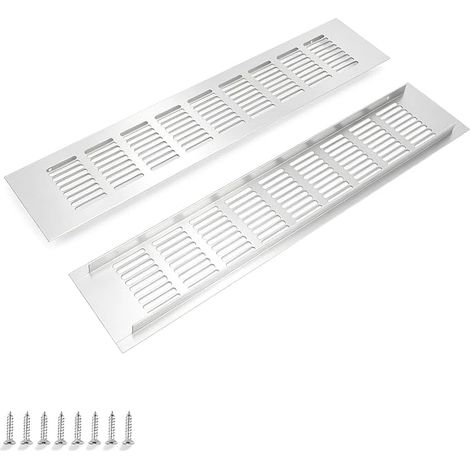 2 Rectangular Aluminium Ventilation Grills 400 x 80 x 14 mm – for Regulating Air in Your Space – Construction and Heating (1/5)