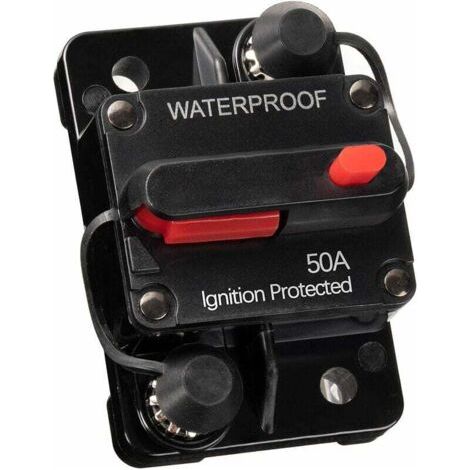 Disjoncteur de voiture étanche 50A 12V-48V DC avec porte-fusible à réinitialisation manuelle pour bateau de voiture (50A) (1/5)