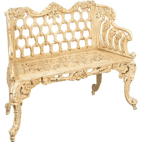 Banco de jardín de hierro fundido 112x48x89 Sofá de exterior Banco Liberty con reposabrazos Silla de 2 plazas Banco de hierro