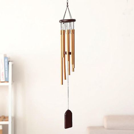 carillon De Jardin Extrieur (plaqu Or), 8 Tubes Aluminium Imitation Bois De Rose Carillon De Vent, Arbre Moulin Vent Dcoratif Jardin Extrieur Ou (1/5)