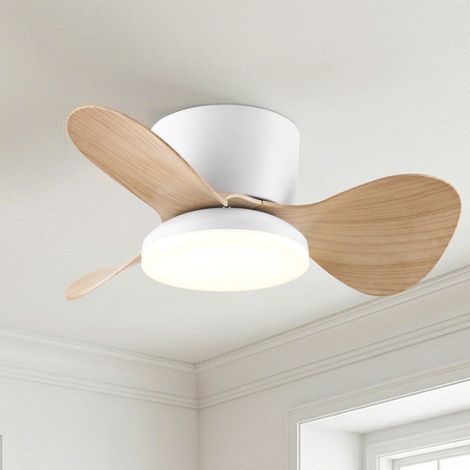 Parrot Uncle 61 cm LED Deckenventilator mit Beleuchtung, 3 ABS-Flügel, leiser DC-Motor, dimmbar, 3 Farbtemperaturen, 6 Geschwindigkeiten, Fernbedienung, Umkehrfunktion Sommer/Winter, Holzoptik