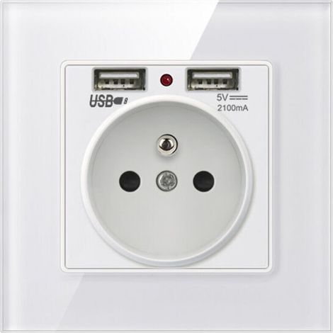 Enchufe de pared con dos puertos USB – Cargador de 5V/2100mA – Fácil instalación – Para dispositivos digitales y eléctricos (1/3)