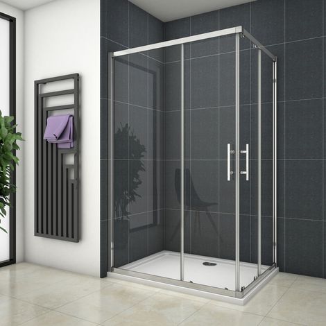 Cabine de douche 70x110x195cm en 6mm verre anticalcaire porte de douche coulissante l'ccès d'angle