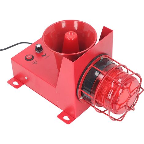Alarma industrial sonora y visual de 130 dB - IP65, sirena LED de 60 W con volumen ajustable para talleres y obras de construcción. (1/5)