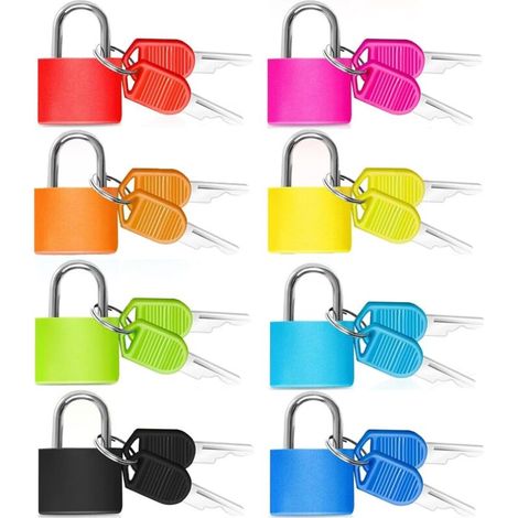 Lntyq 8 Pièces Cadenas Valise avec Cles, Multicolore Cadenas Voyage, Mini Cadenas à Bagage, Petit Cadenas à Clé, avec 2 Clés Cadenas Voyage Serrures pour Sac a Dos Casiers Valise Avion Vitrine Bagages (1/5)