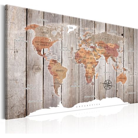 Quadro - World Map: Wooden Stories - 60x40 (1/4)