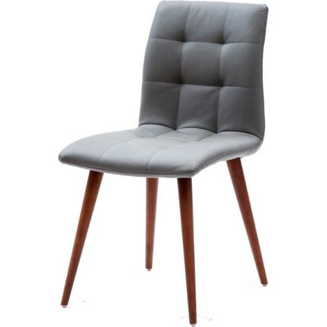 Chaise en faux cuir et bois massif Karly - Lot de 4 Bois clair-Blanc-Piètement Bois clair (1/5)
