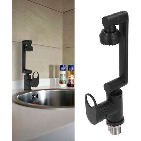 Badarmatur mit schwarzer Lackierung, universell schwenkbares Waschbecken für Warm- und Kaltwasser. (1/5)