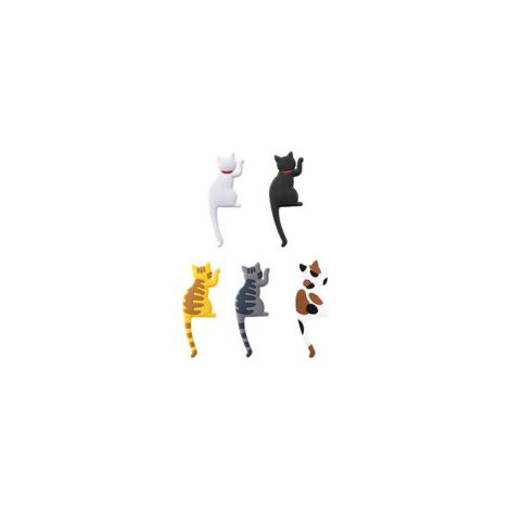 Lot de 5 Crochets Magnétiques Chat Mignon pour Frigo - Aimants Puissants Adhésifs - Décoration Réfrigérateur - Organisation Cuisine - Cadeau Original pour Amoureux des Chats (1/5)