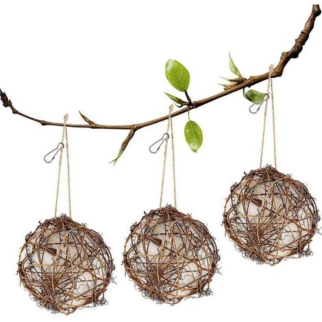 Lot de 3 supports de matériaux pour nid de colibris en forme de boule – Idée cadeau pour amateurs d’oiseaux – Décoration jardin intérieur et extérieur (1/5)