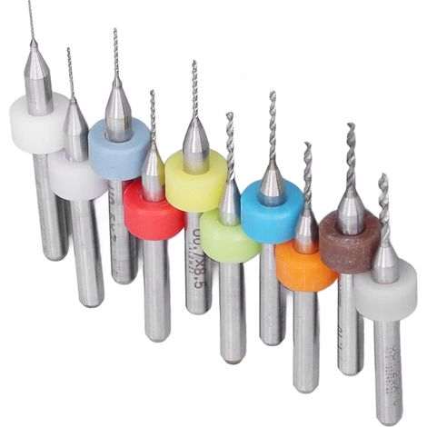 10 Pièces Mini Foret Couleur Micro Flûte en Spirale CNC Routeur Bits pour Carte de Circuit Imprimé Pierre Gravure Outil de Travail des Métaux 0.3-1.2mm (1/5)