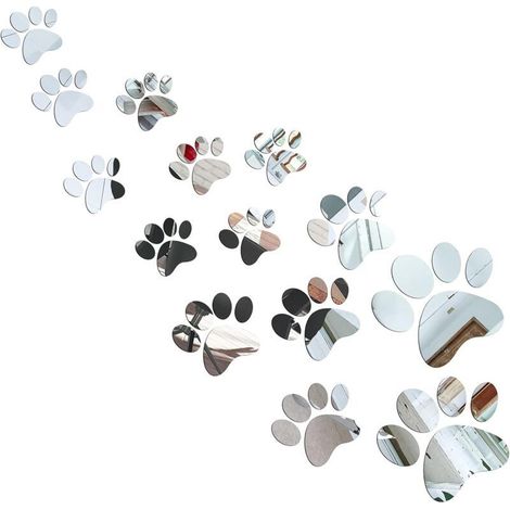 14Pcs Paw Mirror Stickers, Acrylic Paw Stickers, Removable Wall Claw Decoration, 3 Sizes (Silver) (1/5)