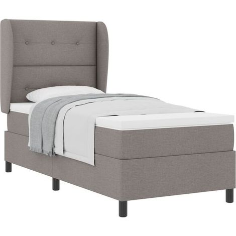 Matelas à ressorts avec un matelas gris-brun, mesurant 80 x 200 cm, en tissu. (1/5)