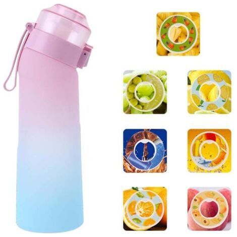 Bouteille parfumée Air Aroma, 650 ml, 7 parfums différents, gourde de sport parfumée, sans BPA, sans sucre, avec paille et goupillon (Poudre ombrée)-Chrom (1/5)