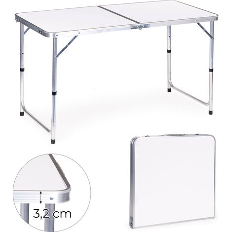 Touristentisch klappbarer Campingtisch weiße Platte 120 x 60 cm