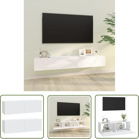 The Living Store Meubles TV muraux 2 pcs blanc 100x30x30 cm bois d'ingénierie - Meuble Tv Mural - Armoire Tv Murale - Rangement Tv - Support Tv - Meuble Tv Moderne (1/6)
