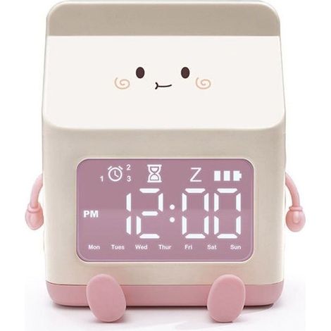 Réveil Enfant Design Biberon/Lait - Pour Filles - Fonction Snooze, Entraînement au Sommeil - Pour École ou Maison