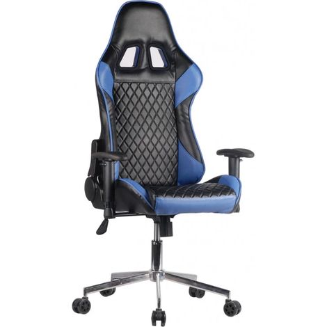 Fauteuil de bureau gaming noir et bleu dossier inclinable - GAME OVER (1/5)