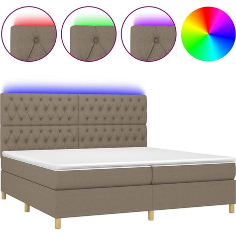 Maison Exclusive - Letto a Molle Materasso e LED tortora 200x200cm in Tessuto (1/5)