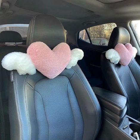 Car Headrest Covers Heart Shaped Headrest Covers Soft Pillow for Travel Home Decor 2 Pack (1/5)