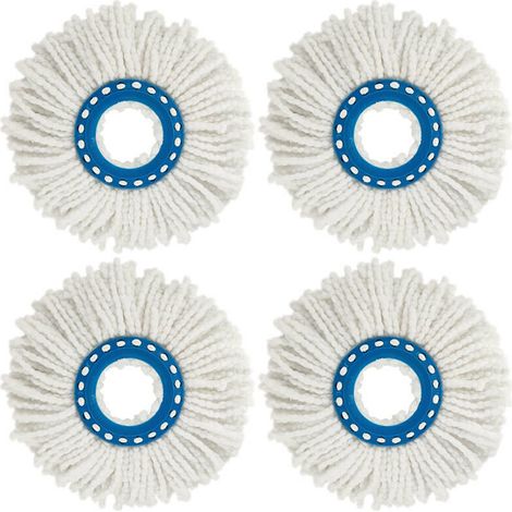 BRAVIX Têtes Microfibre Balai , Tête de Vadrouille Rechange Rond Têtes Mop Rotation à 360 pour Nettoyage des Sols 4Pcs (Diamètre 16 cm)
