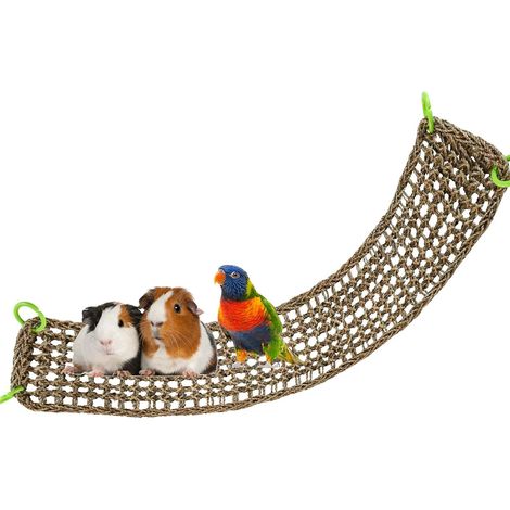 100 x 18 cm Tapis en Jonc de Mer pour Oiseaux, Accessoire de Cage pour Oiseaux, Échelle de Corde à Grimper et Jouet à Mâcher pour Perruches, Hamsters, Cochons d'Inde, Rats (1/5)