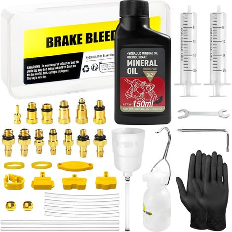 1 Kit Purge Frein, Adaptateurs Laiton, Liquide 150ml, Entonnoir Transparent, Pour Vélo VTT Route (1/5)