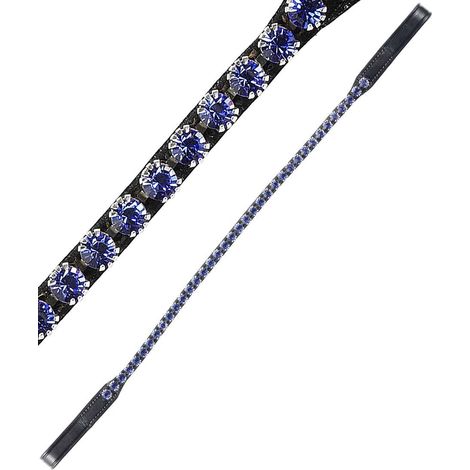 Frontalino Tattini in cuoio sottile con decoro strass blu: full, marrone (04) (1/3)