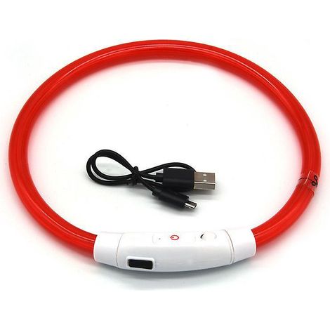 rouge , Led Collier Lumineux Chien Rechargeable Et Longueur Ajustable, Collier Chien Lumineux Avec 3 Modes D'clairage , Impermable Collier Lumineu (1/5)